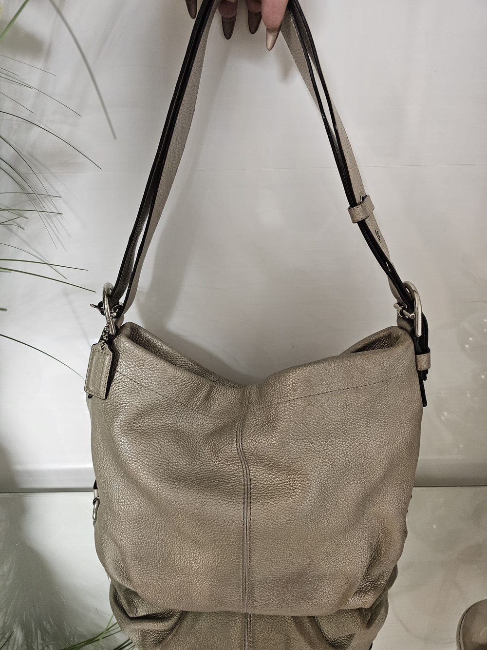 Vintage Coach Penelope  Pebbled Leather Shoulder Bag in Taupe